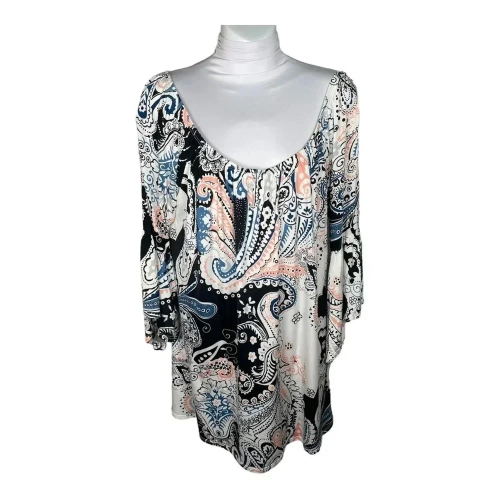 Yahada black and white paisley mini dress